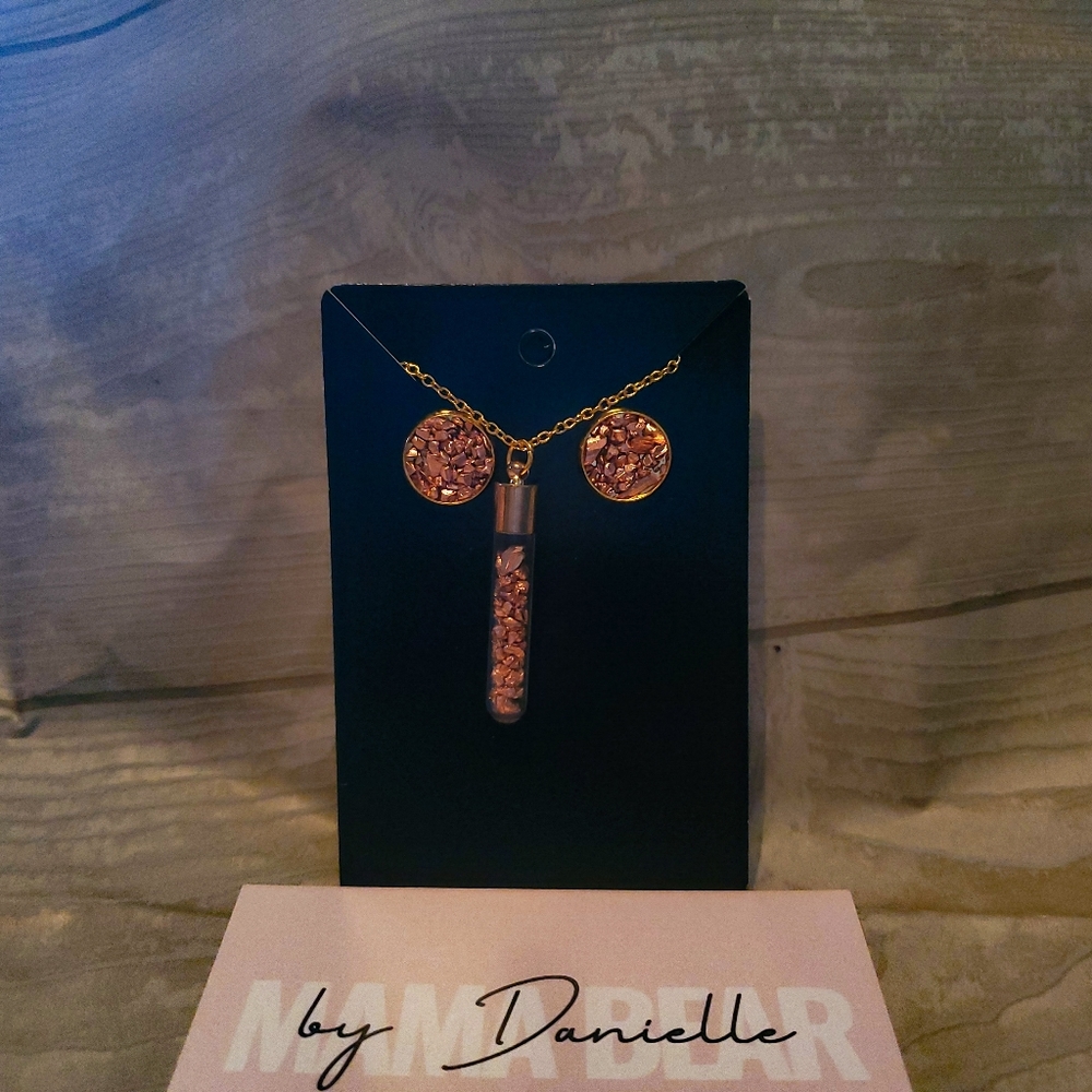 Copper necklace and earring set, mamabearbydanielle